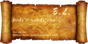 Boér Letícia névjegykártya